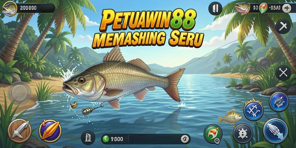 Tampilan gameplay BETWIN88 yang mendebarkan saat memancing ikan.