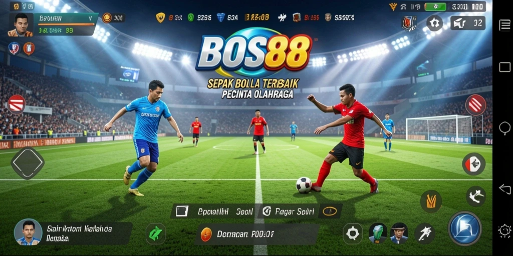 Tampilan gameplay Sepak Bola yang mendebarkan di BOS88.