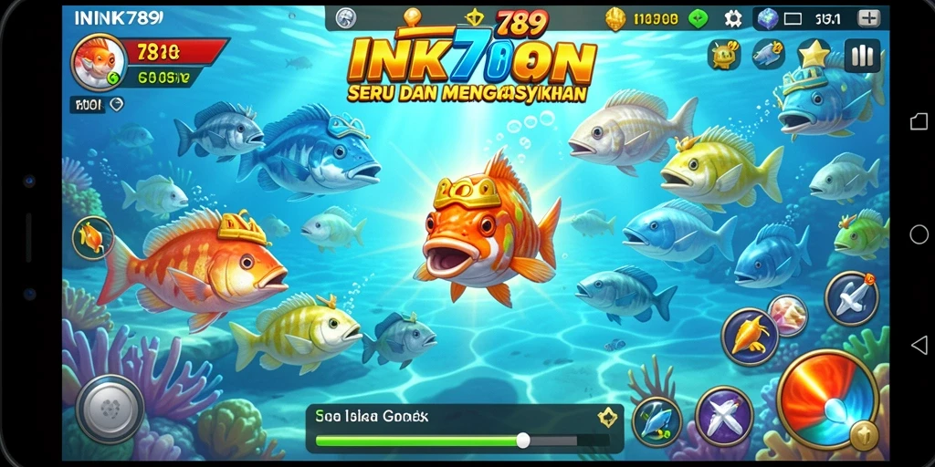 Screenshot permainan INK789 yang menunjukkan aksi menembak ikan.