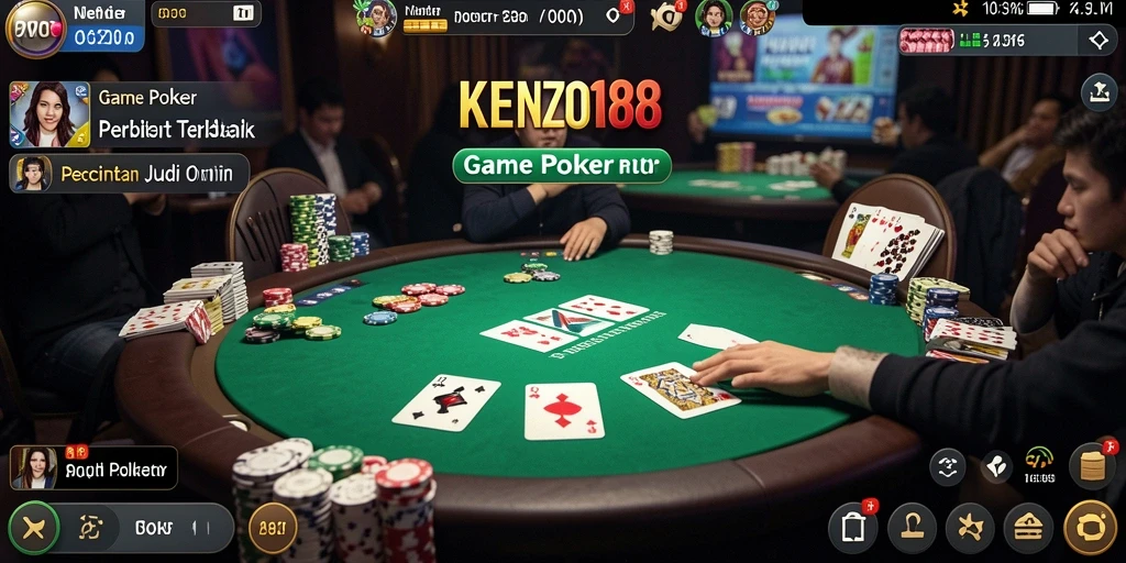 Screenshot gameplay KENZO188 menampilkan keseruan bermain poker.