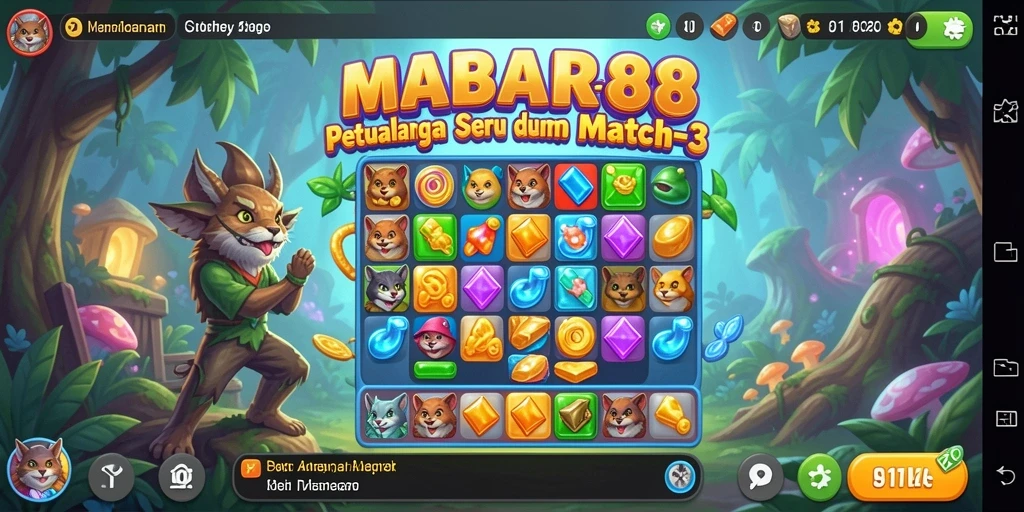 Tampilan gameplay seru MABAR88 dalam aksi Match-3.