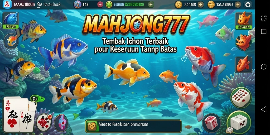 Tampilan gameplay seru dalam MAHJONG777 saat menangkap ikan.