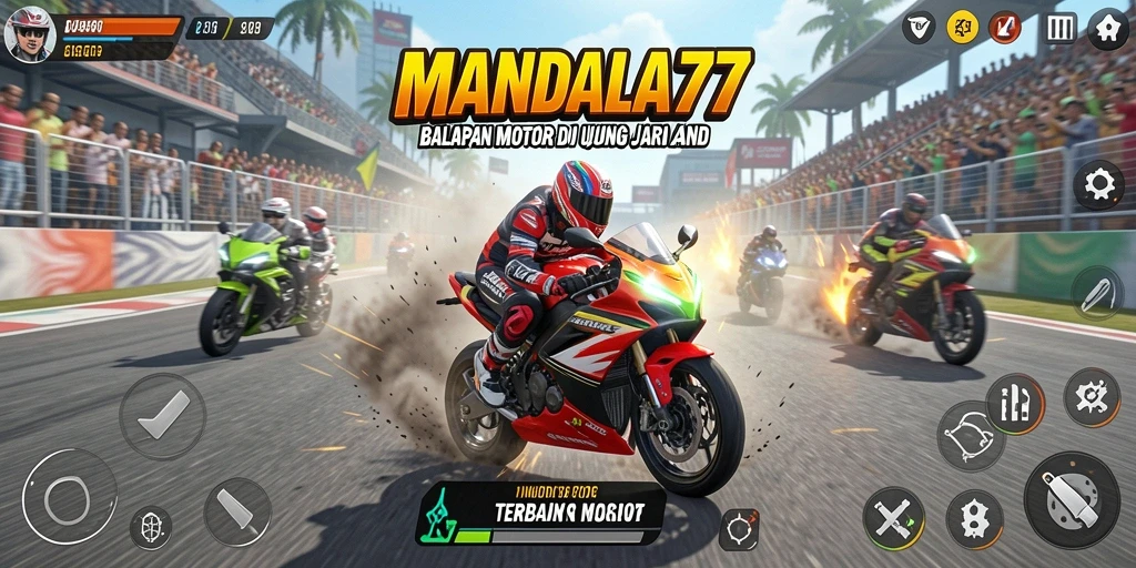 Tampilan gameplay MANDALA77 yang mendebarkan di lintasan balap.