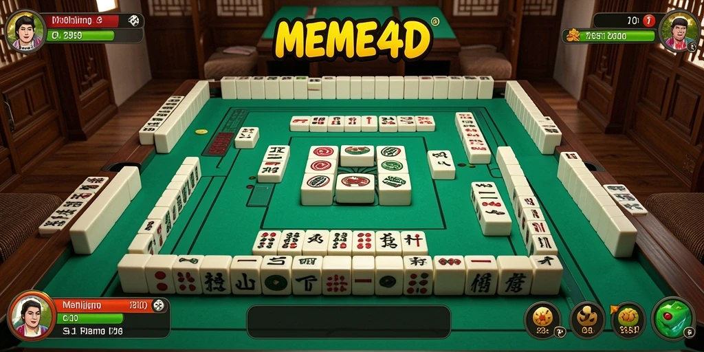 Gameplay Mahjong seru dalam MEME4D dengan grafis menarik.