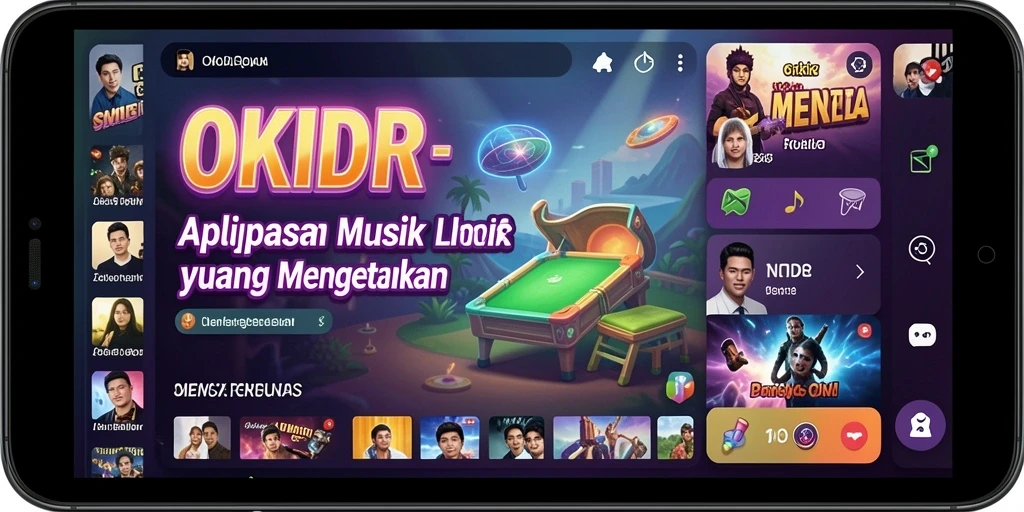 Tampilan gameplay <strong>OKIDR</strong> menunjukkan pengalaman musik yang interaktif dan seru.