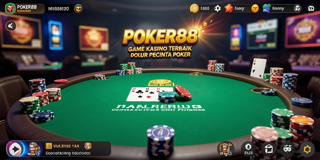 Screenshot gameplay POKER88 yang menunjukkan aksi poker seru.